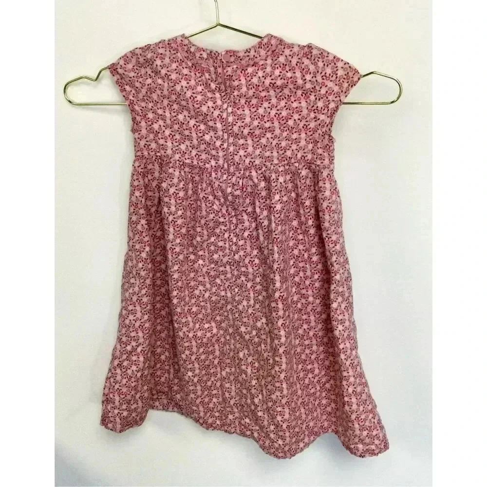 Vintage Baby Gap Toddler Pink Floral‎ Pleated Cap Sleeve Babydoll Dress Size 4Y